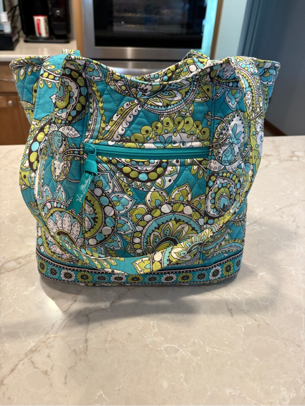 Vera Bradley Quilted Teal Paisley Tote Bag for Women